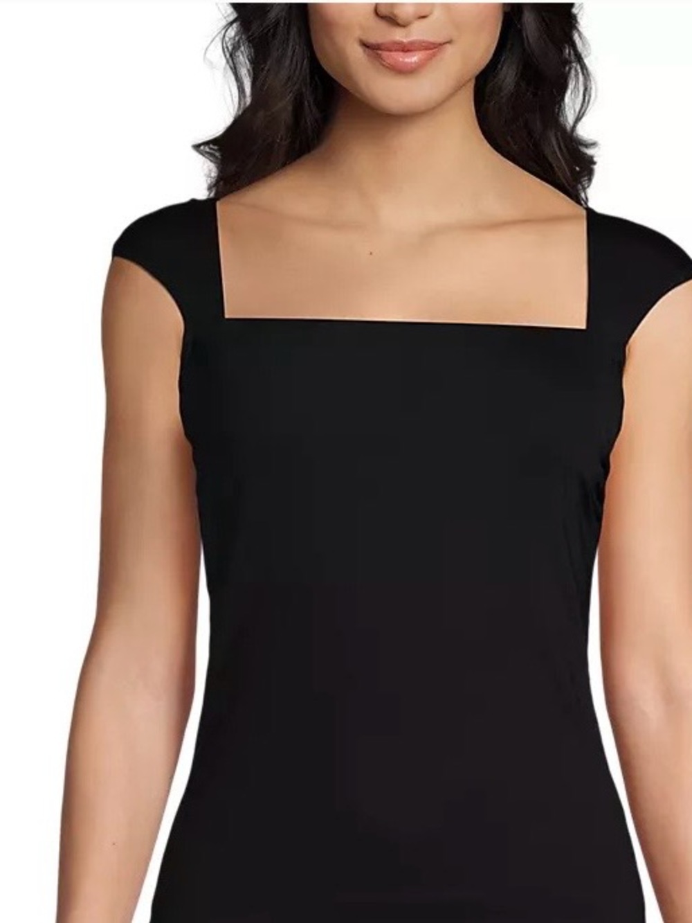 NWOT Swim Top Sz 26W Square Neck Wide Strap Black Women’s Chlorine Resist